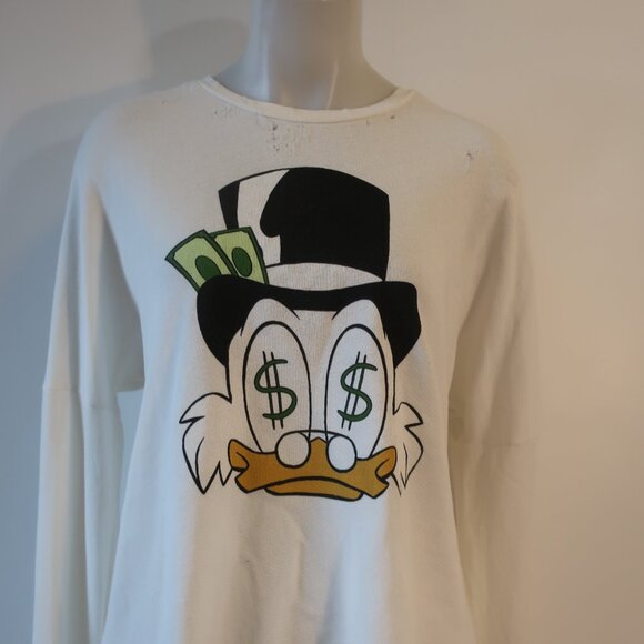 Lauren Moshi x Disney White Graphic Lee Scrooge Sweatshirt Small - Picture 3 of 9
